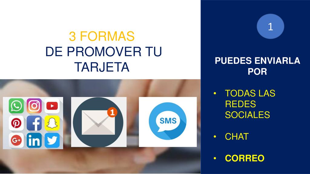 3 FORMAS DE PROMOVER TU TARJETA 1 PUEDES ENVIARLA POR