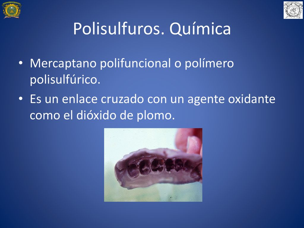 Polisulfuros. Química Mercaptano polifuncional o polímero polisulfúrico. Es un enlace cruzado con un agente oxidante como el dióxido de plomo.