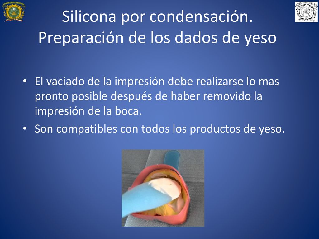 Silicona por condensación. Preparación de los dados de yeso