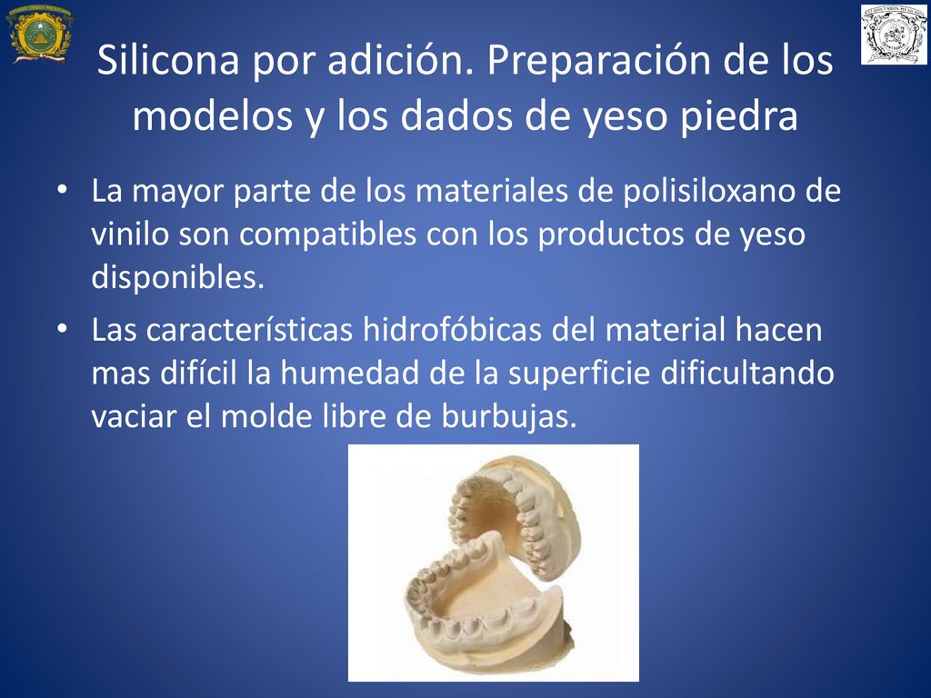 Silicona por adición. Preparación de los modelos y los dados de yeso piedra