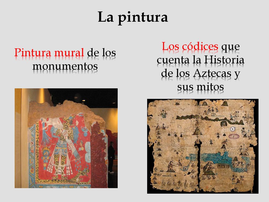 La pintura Los códices que cuenta la Historia de los Aztecas y sus mitos.