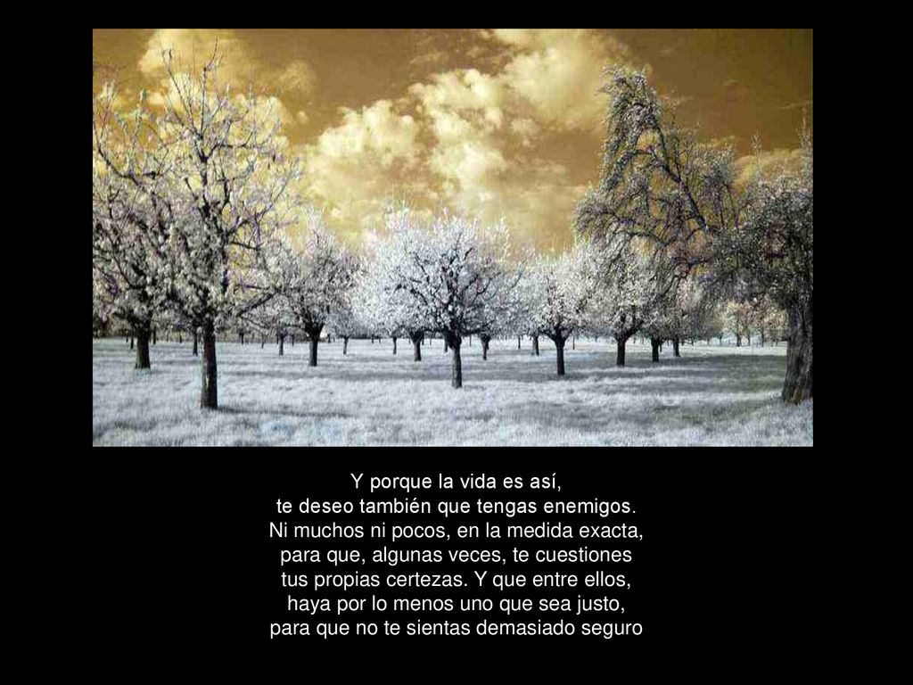 Y porque la vida es así, te deseo también que tengas enemigos
