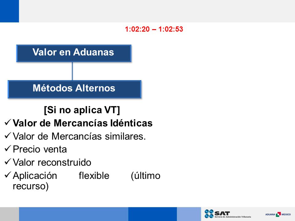 Valor en Aduanas Métodos Alternos [Si no aplica VT]