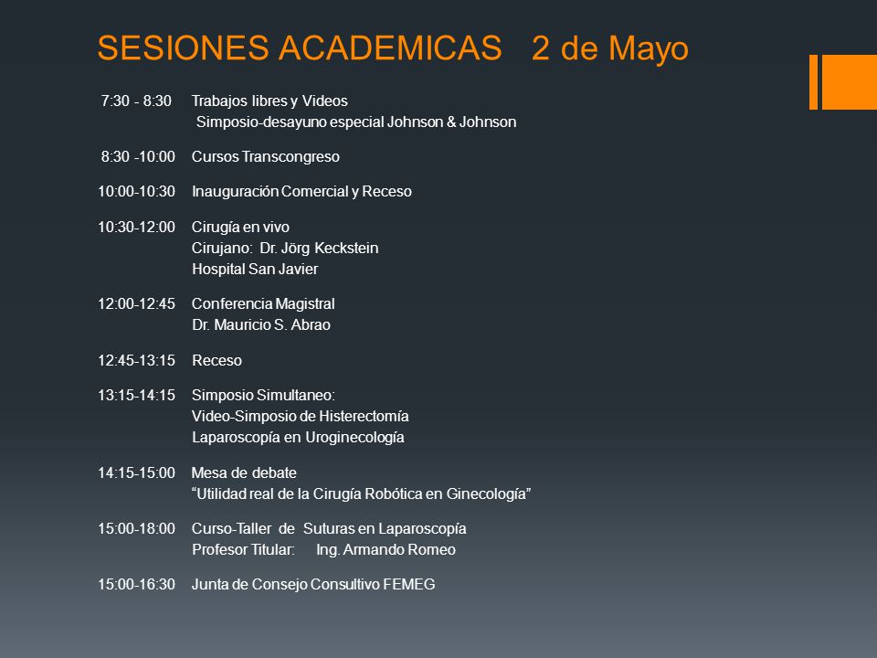 SESIONES ACADEMICAS 2 de Mayo