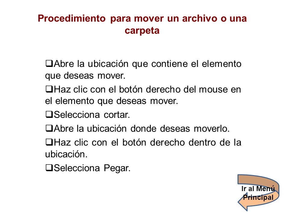 Procedimiento para mover un archivo o una carpeta