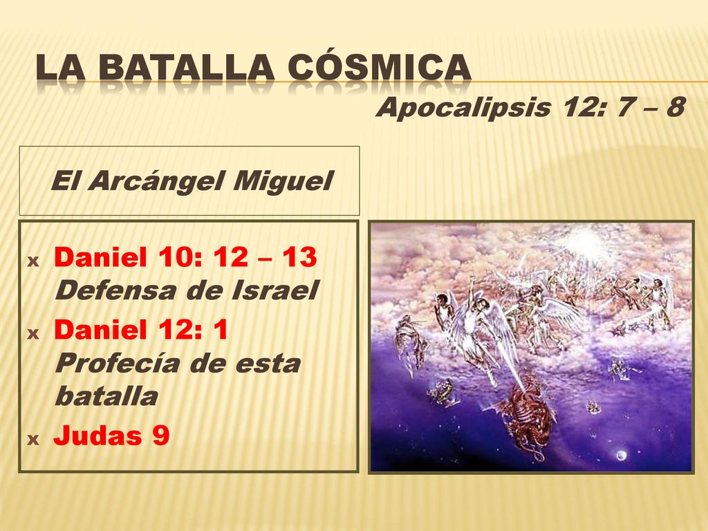 La batalla cósmica Apocalipsis 12: 7 – 8 El Arcángel Miguel