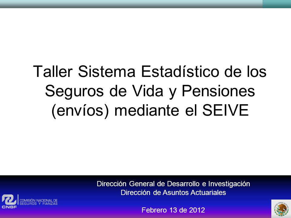 Taller Sistema Estadístico de los Seguros de Vida y Pensiones (envíos) mediante el SEIVE