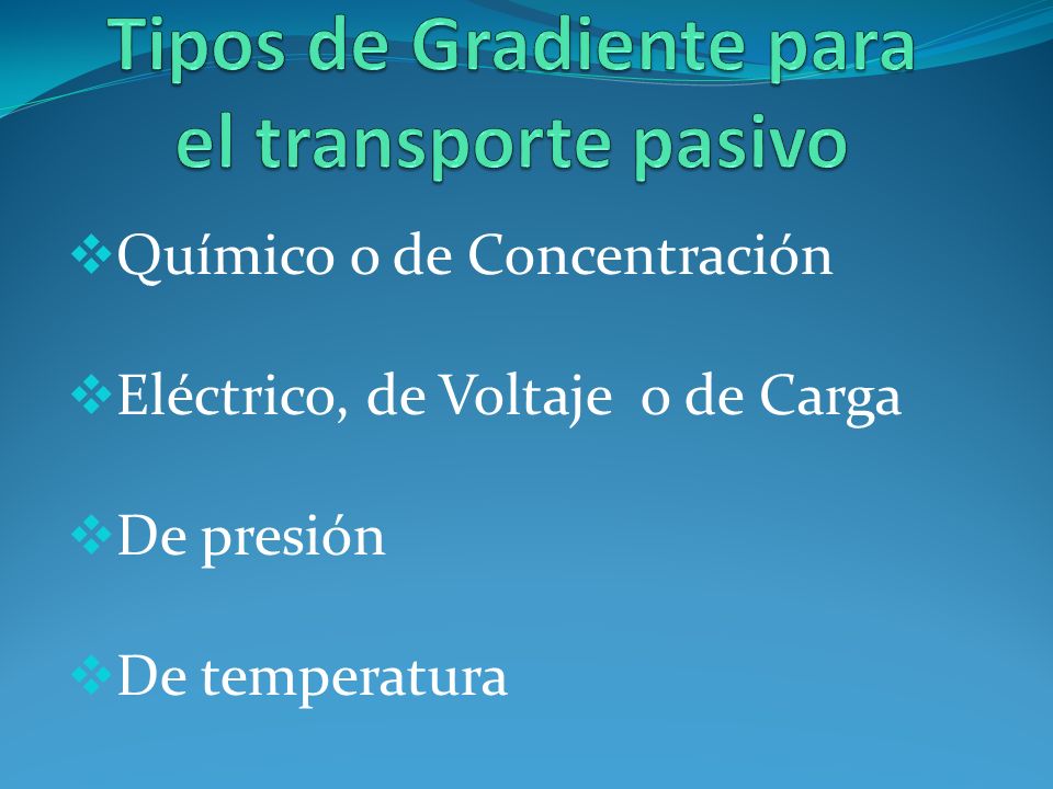 Tipos de Gradiente para el transporte pasivo