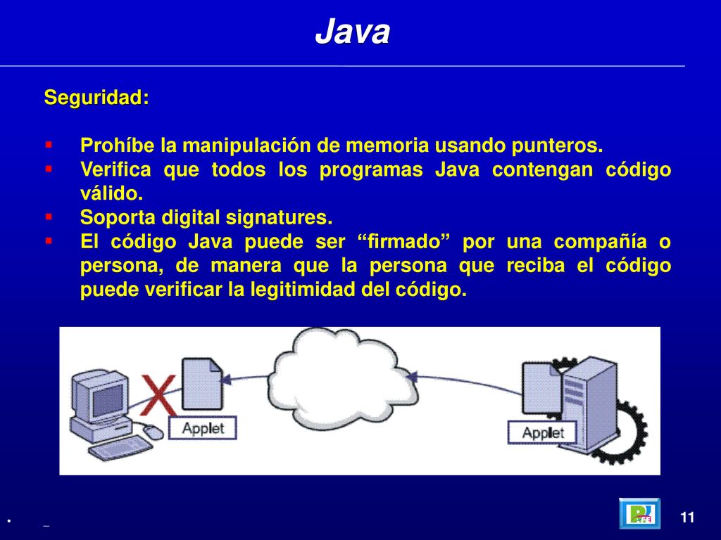 Java Seguridad: Prohíbe la manipulación de memoria usando punteros.