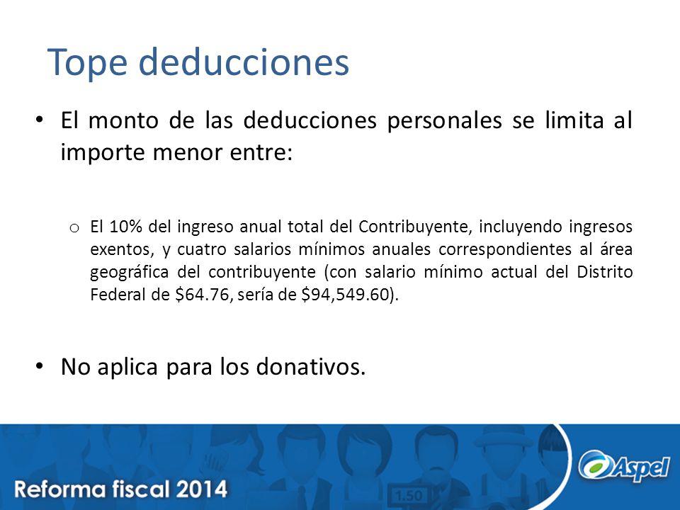 Tope deducciones El monto de las deducciones personales se limita al importe menor entre:
