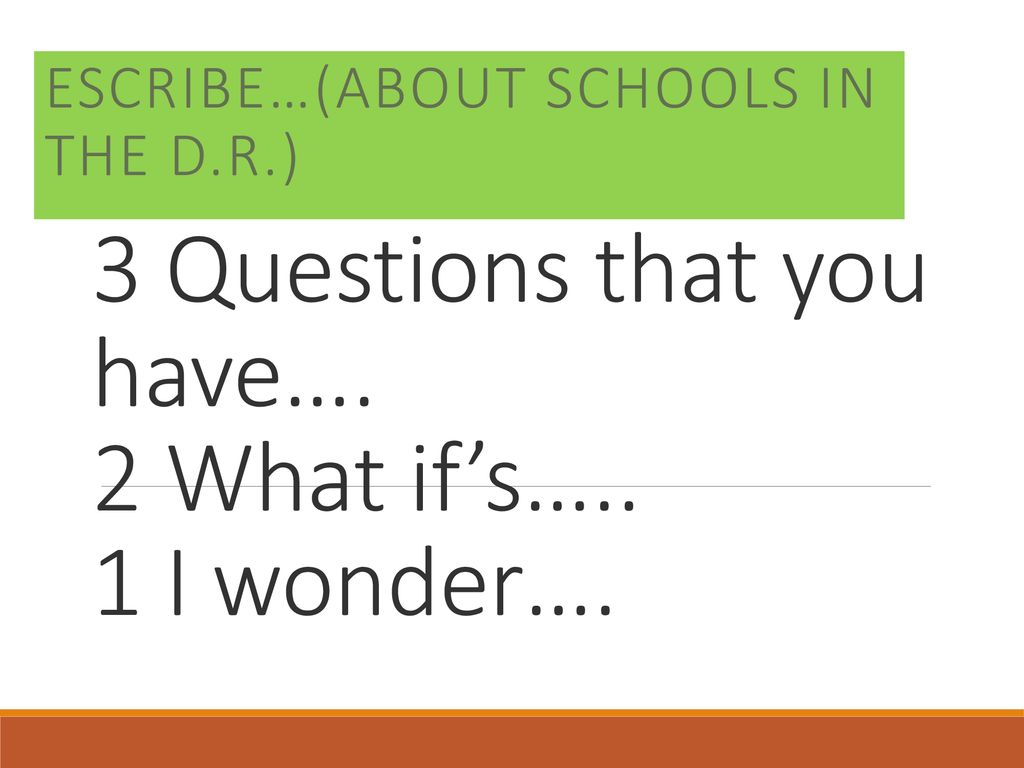 3 Questions that you have…. 2 What if’s….. 1 I wonder….