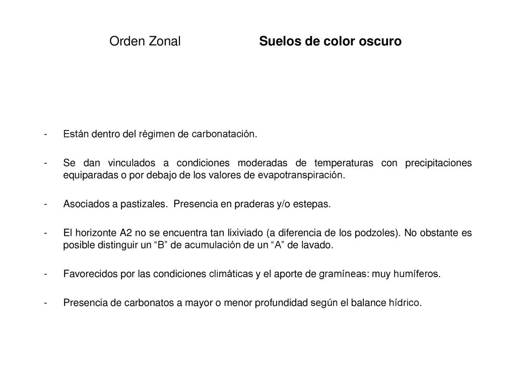 Orden Zonal Suelos de color oscuro