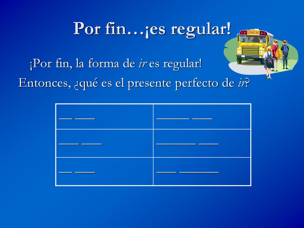 Por fin…¡es regular! ¡Por fin, la forma de ir es regular!