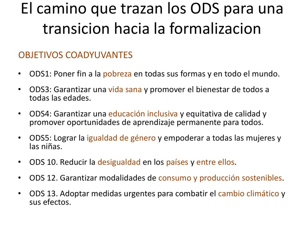 El camino que trazan los ODS para una transicion hacia la formalizacion