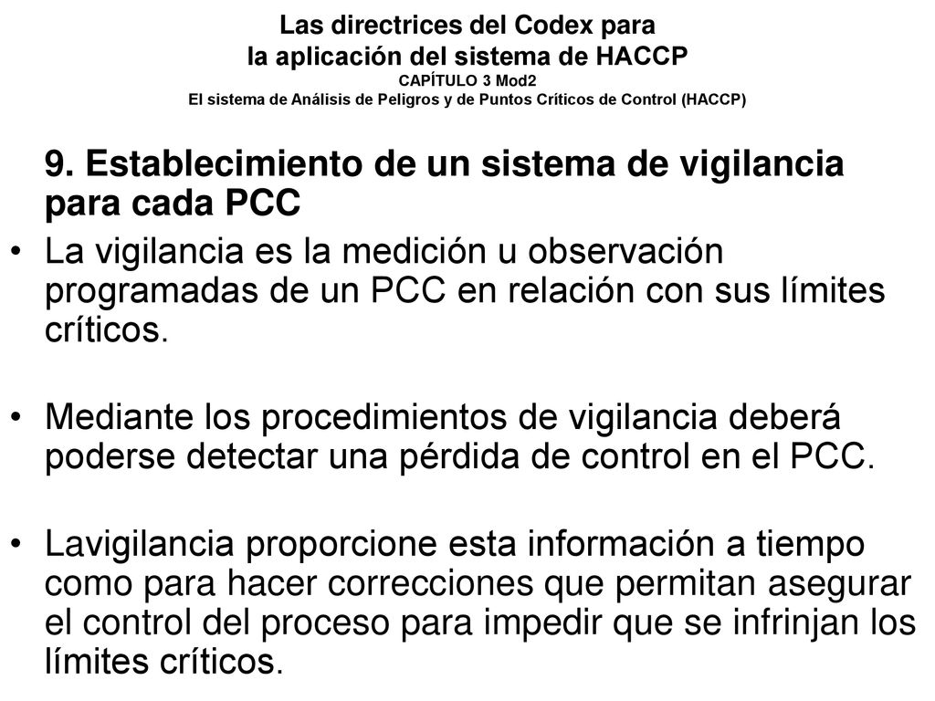 9. Establecimiento de un sistema de vigilancia para cada PCC