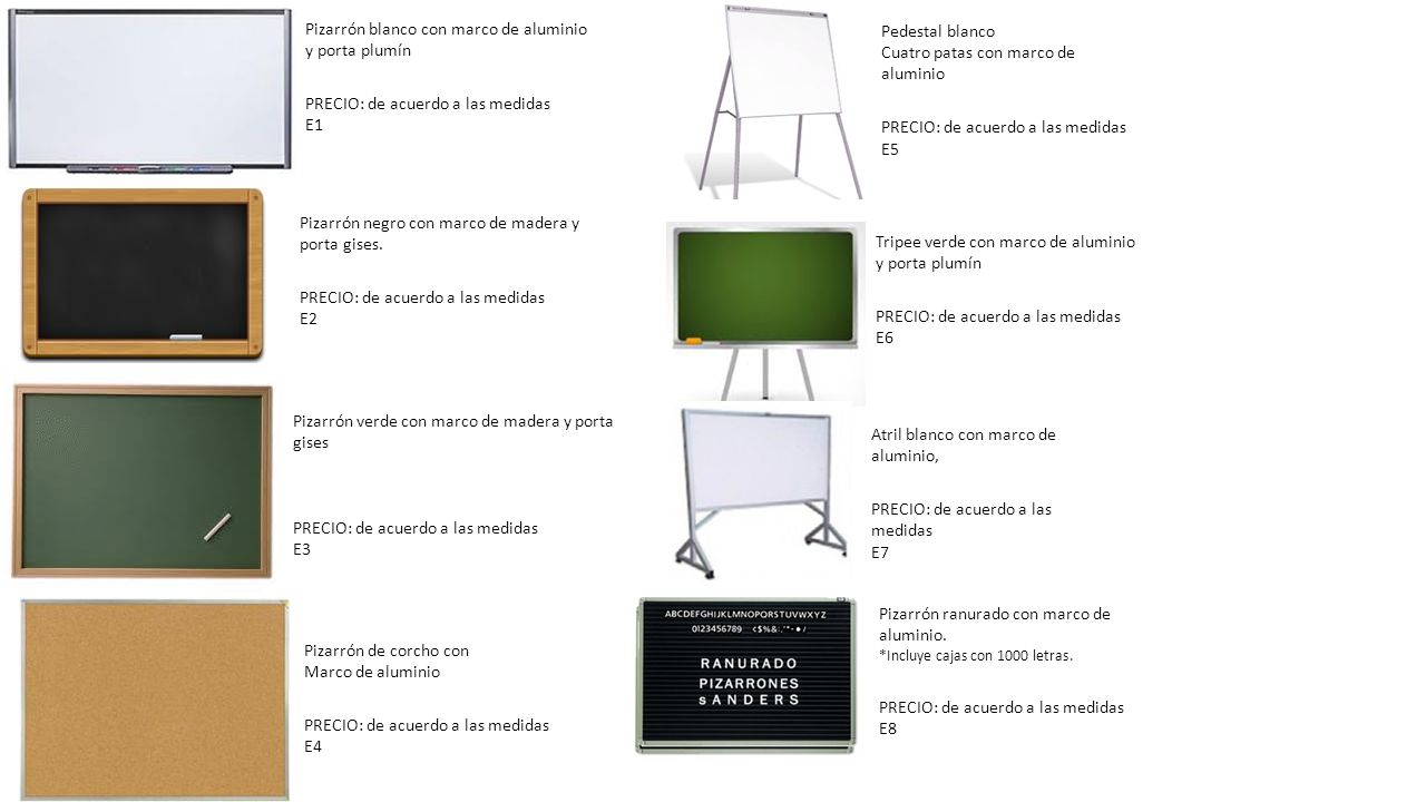 Pizarrón blanco con marco de aluminio y porta plumín
