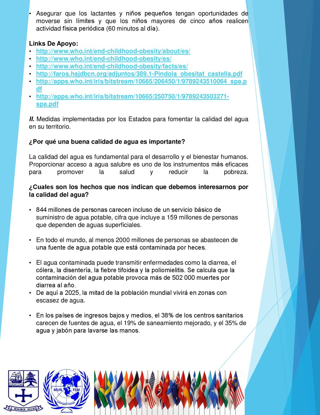 Asegurar que los lactantes y niños pequeños tengan oportunidades de moverse sin límites y que los niños mayores de cinco años realicen actividad física periódica (60 minutos al día).