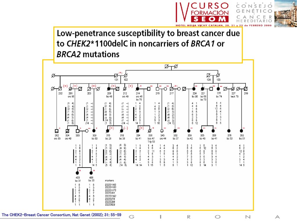 The CHEK2-Breast Cancer Consortium, Nat Genet (2002); 31: 55-59