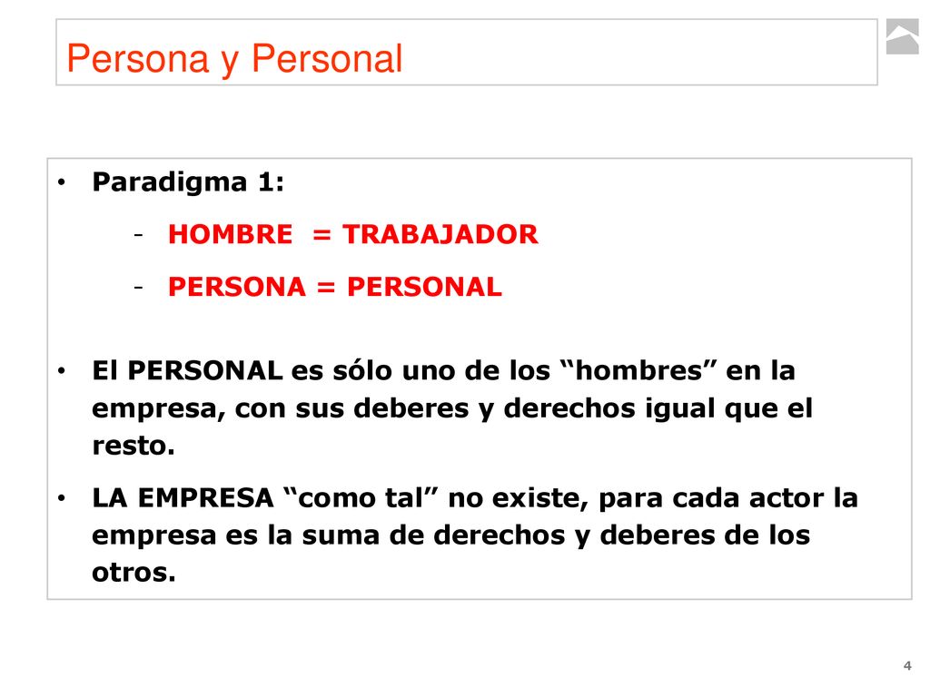 Persona y Personal Paradigma 1: HOMBRE = TRABAJADOR PERSONA = PERSONAL