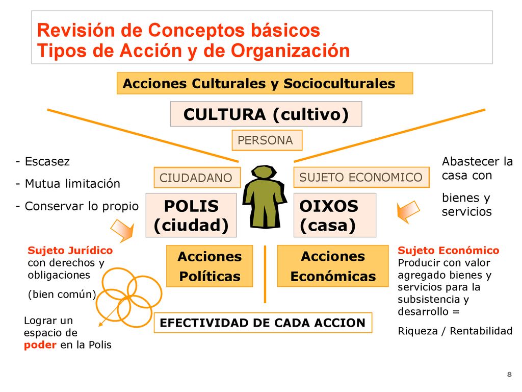 Revisión de Conceptos básicos Tipos de Acción y de Organización