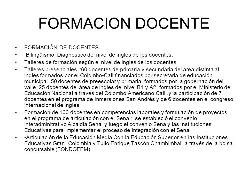 FORMACION DOCENTE FORMACIÓN DE DOCENTES