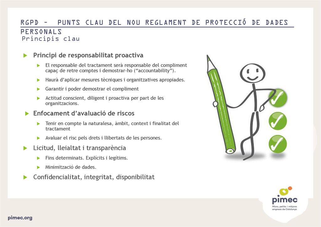 RGPD – PUNTS CLAU DEL NOU REGLAMENT DE PROTECCIÓ DE DADES PERSONALS
