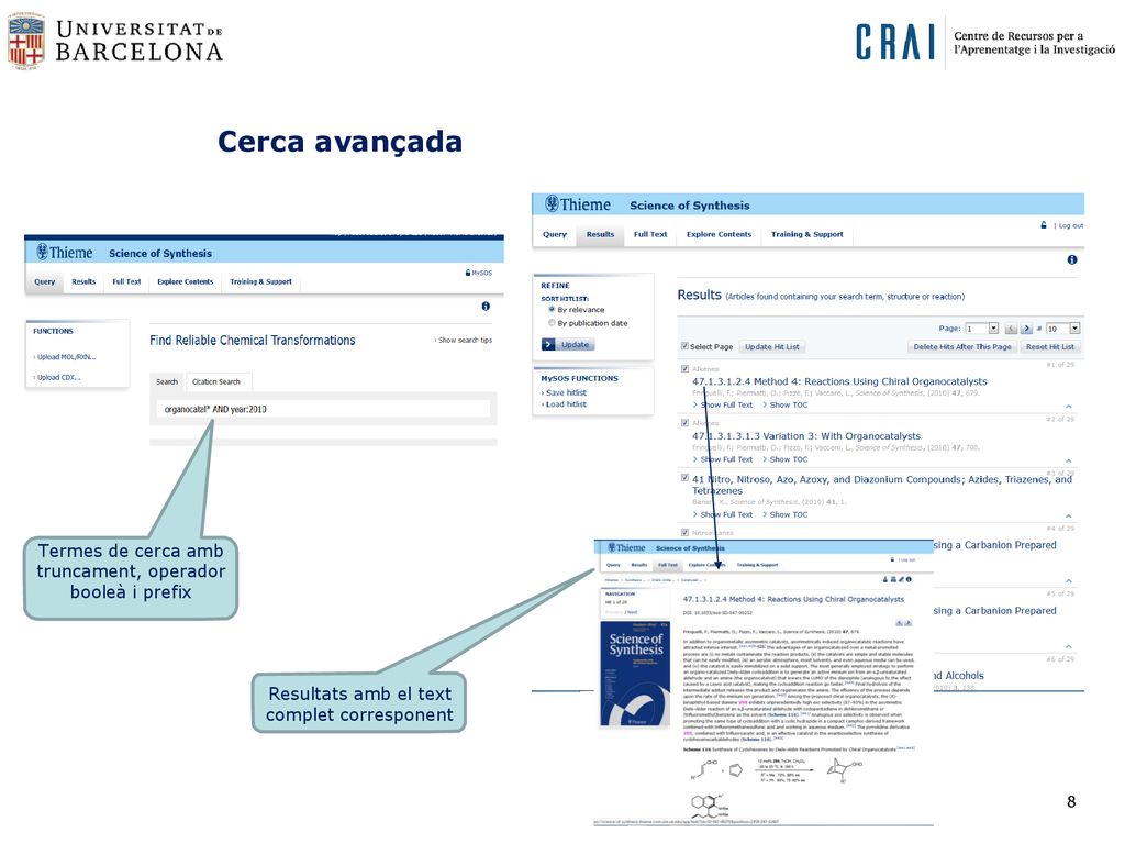 Termes de cerca amb truncament, operador booleà i prefix