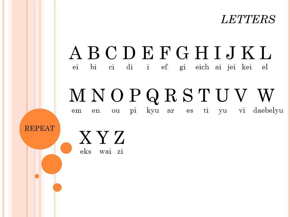 A B C D E F G H I J K L M N O P Q R S T U V W X Y Z LETTERS