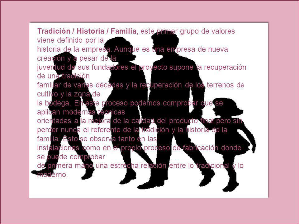 Tradición / Historia / Familia, este primer grupo de valores viene definido por la
