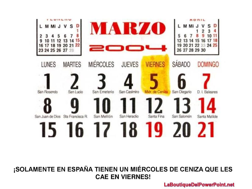 ¡SOLAMENTE EN ESPAÑA TIENEN UN MIÉRCOLES DE CENIZA QUE LES CAE EN VIERNES!
