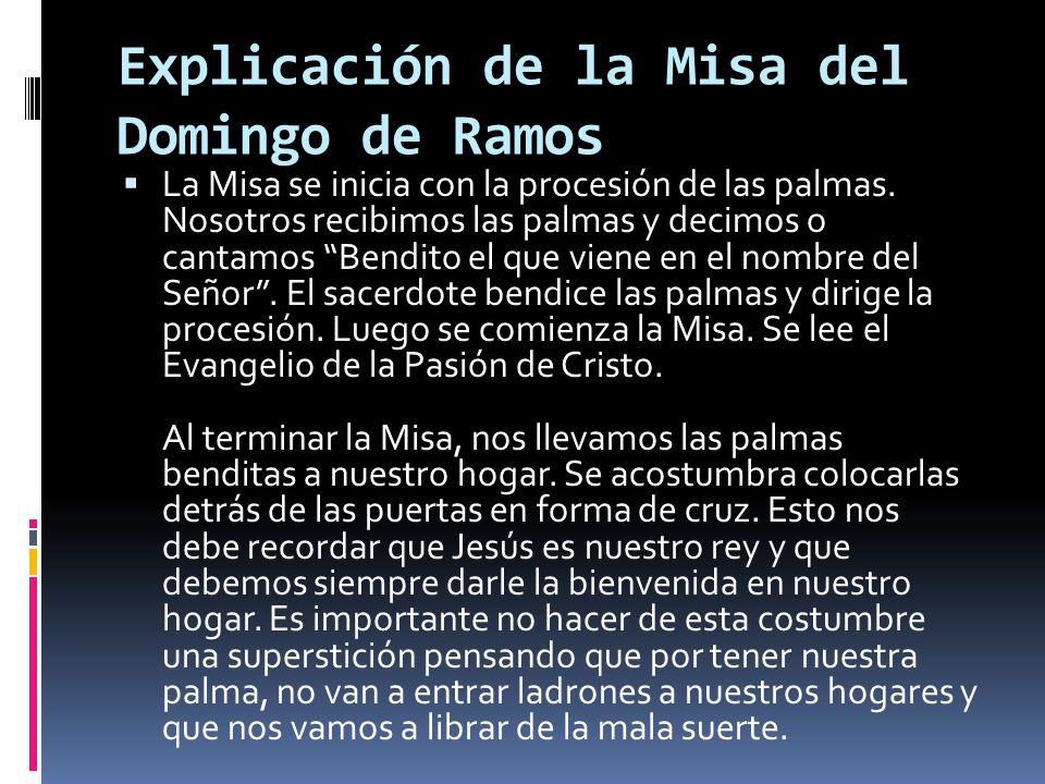Explicación de la Misa del Domingo de Ramos