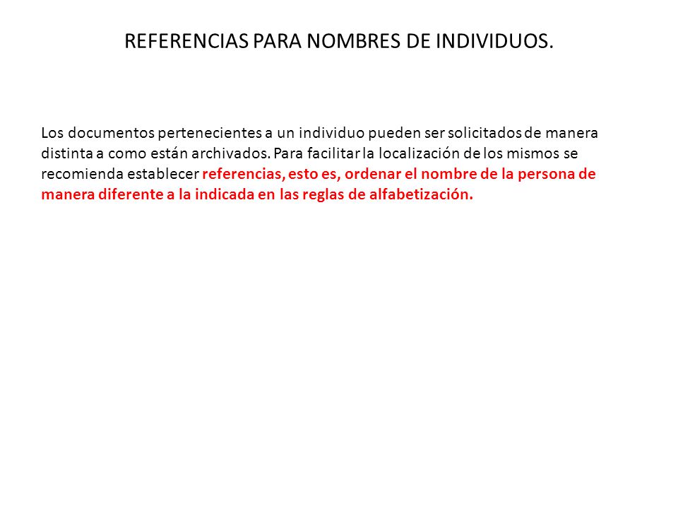 REFERENCIAS PARA NOMBRES DE INDIVIDUOS.