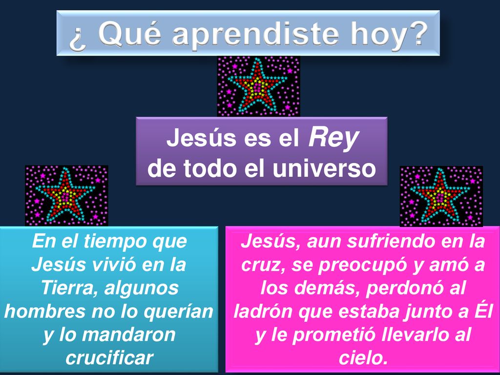 ¿ Qué aprendiste hoy Jesús es el Rey de todo el universo