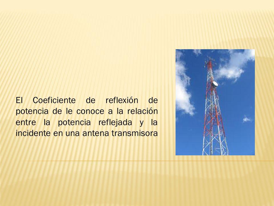 El Coeficiente de reflexión de potencia de le conoce a la relación entre la potencia reflejada y la incidente en una antena transmisora