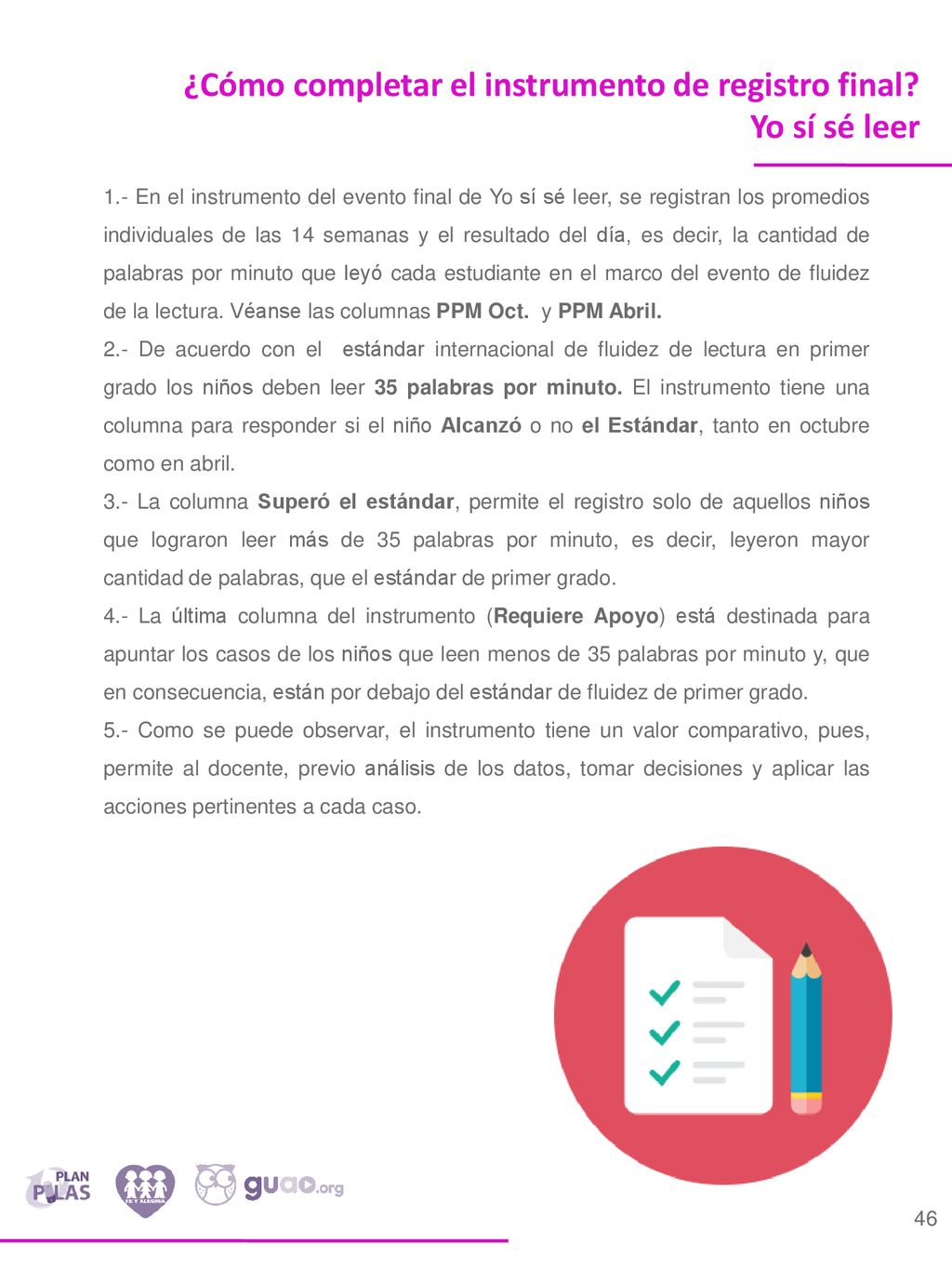 ¿Cómo completar el instrumento de registro final Yo sí sé leer