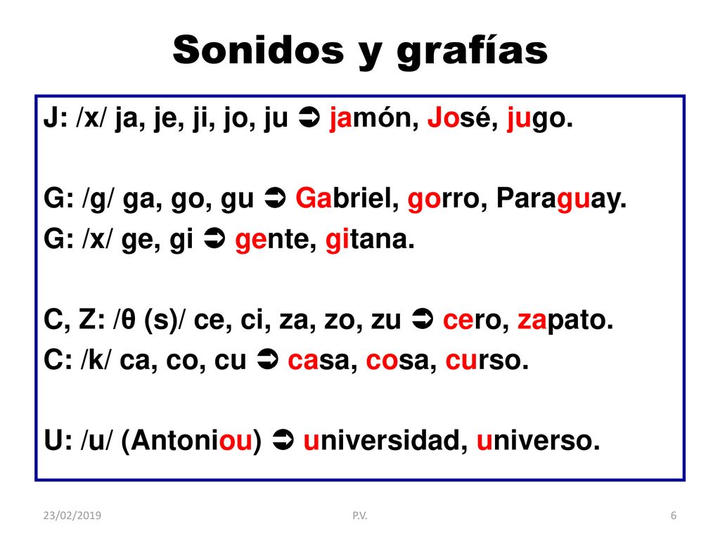 Sonidos y grafías J: /x/ ja, je, ji, jo, ju  jamón, José, jugo.