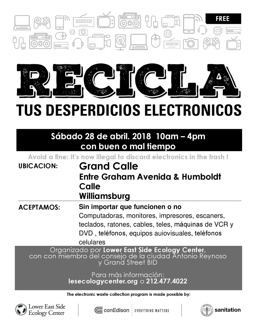 Grand Calle Sábado 28 de abril am – 4pm con buen o mal tiempo