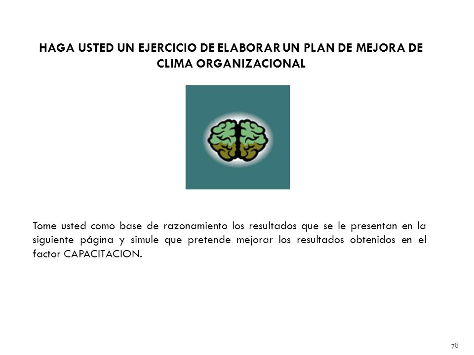 HAGA USTED UN EJERCICIO DE ELABORAR UN PLAN DE MEJORA DE CLIMA ORGANIZACIONAL