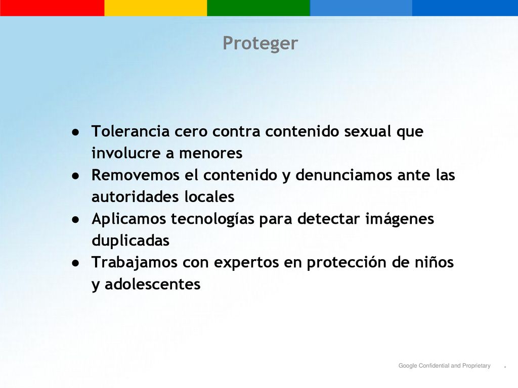 Proteger Tolerancia cero contra contenido sexual que involucre a menores. Removemos el contenido y denunciamos ante las autoridades locales.