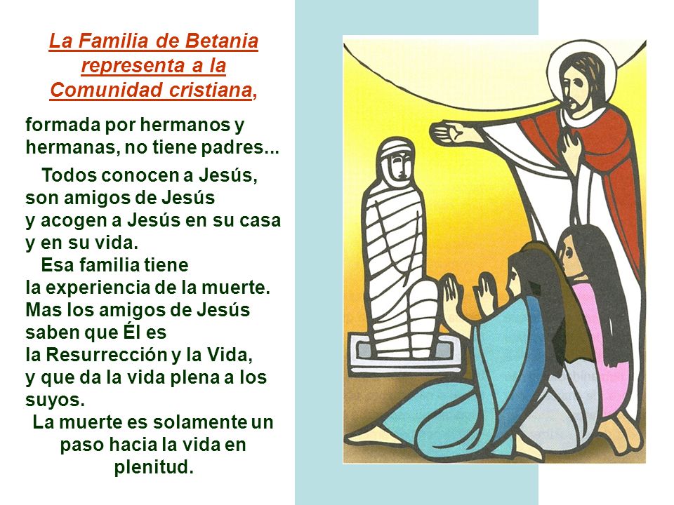La Familia de Betania representa a la Comunidad cristiana,