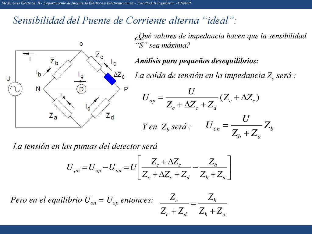 Sensibilidad del Puente de Corriente alterna ideal :