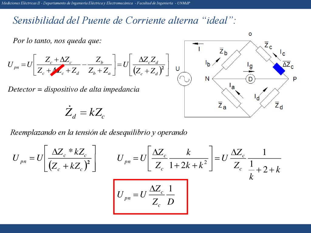 Sensibilidad del Puente de Corriente alterna ideal :