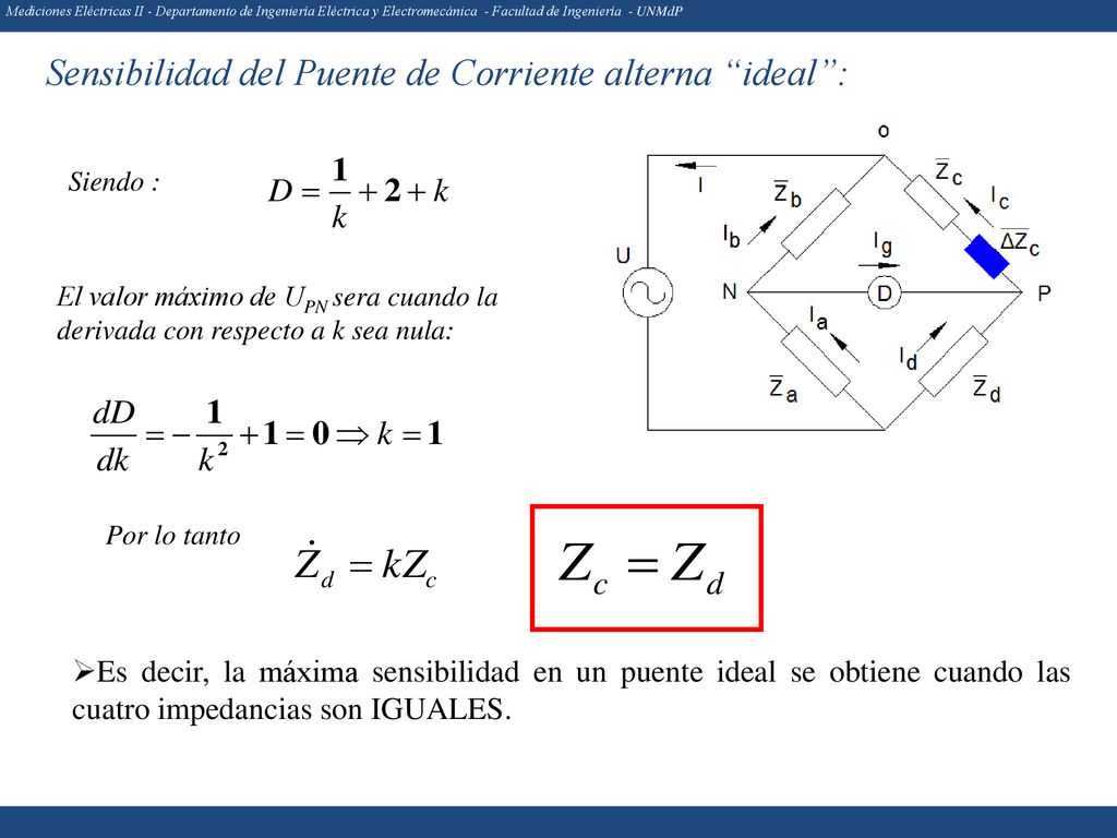 Sensibilidad del Puente de Corriente alterna ideal :