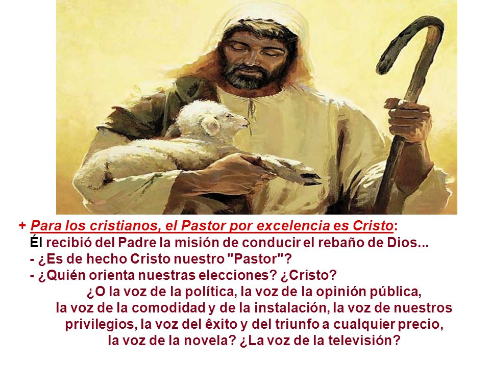+ Para los cristianos, el Pastor por excelencia es Cristo: