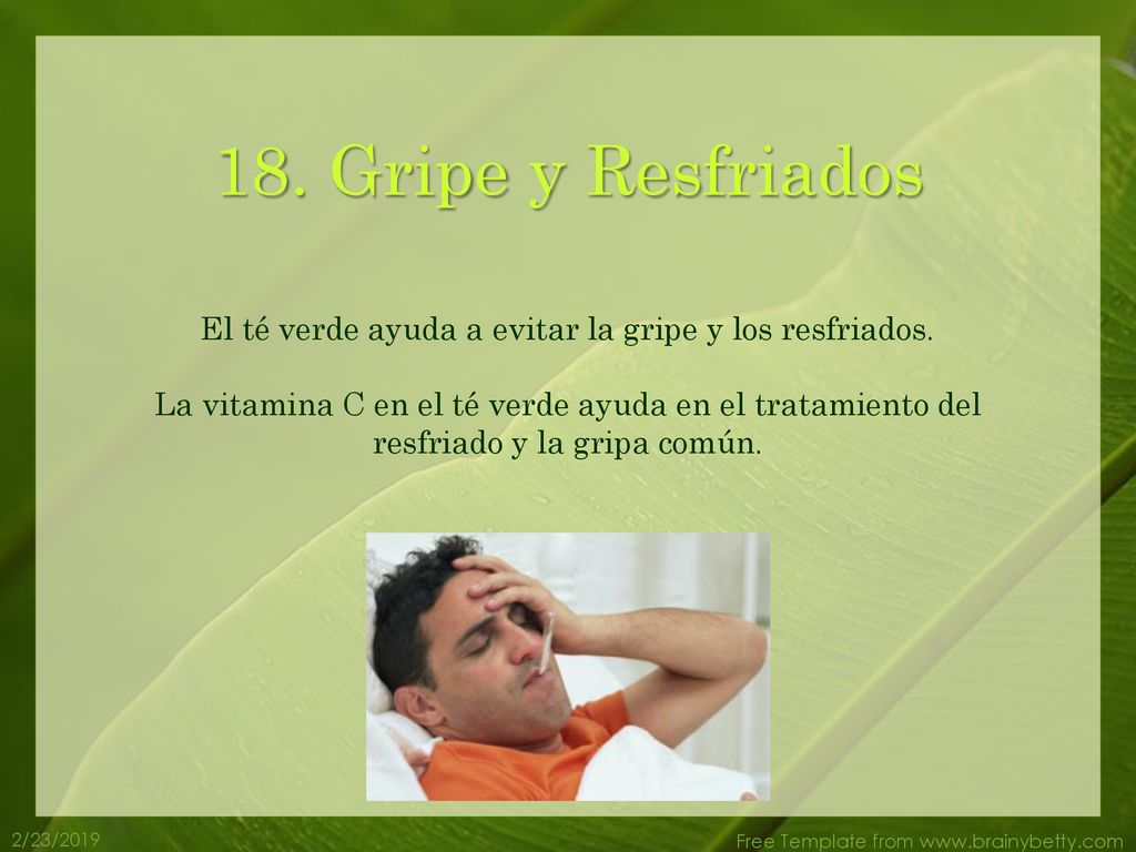 El té verde ayuda a evitar la gripe y los resfriados.