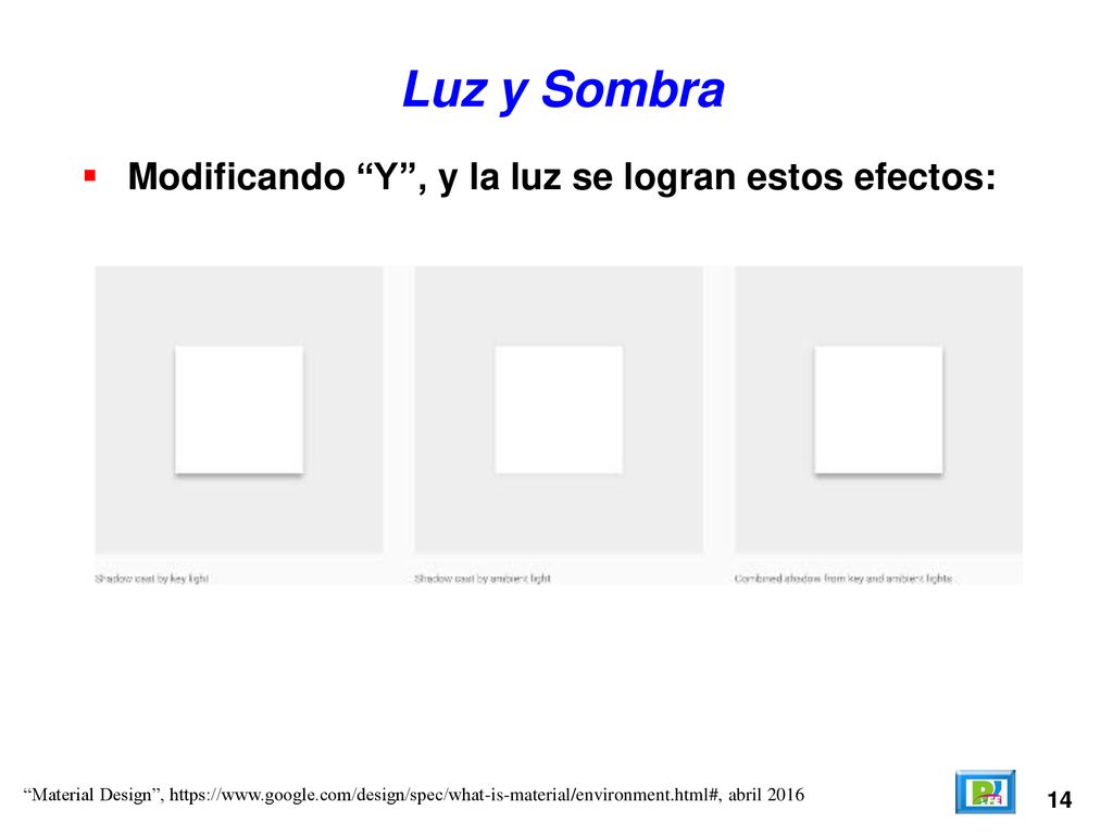 Luz y Sombra Modificando Y , y la luz se logran estos efectos: 14
