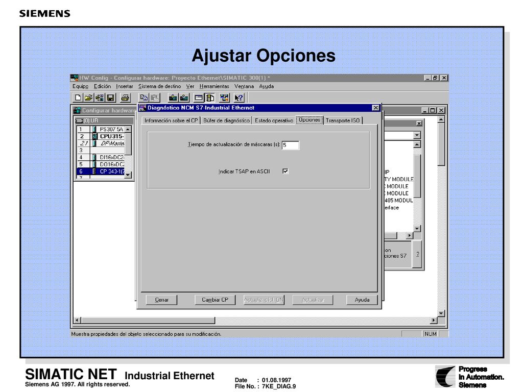 Ajustar Opciones Propósito Ajustar los parámetros a aplicar durante toda la sesión de diagnóstico en la.