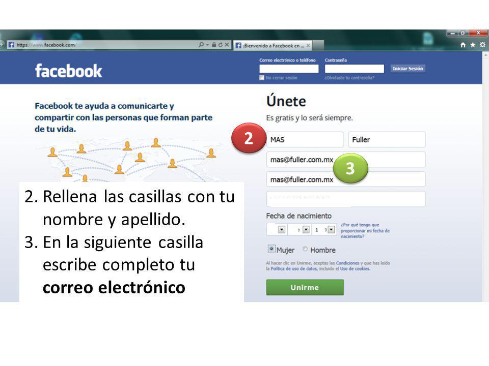 2 3. Rellena las casillas con tu nombre y apellido.