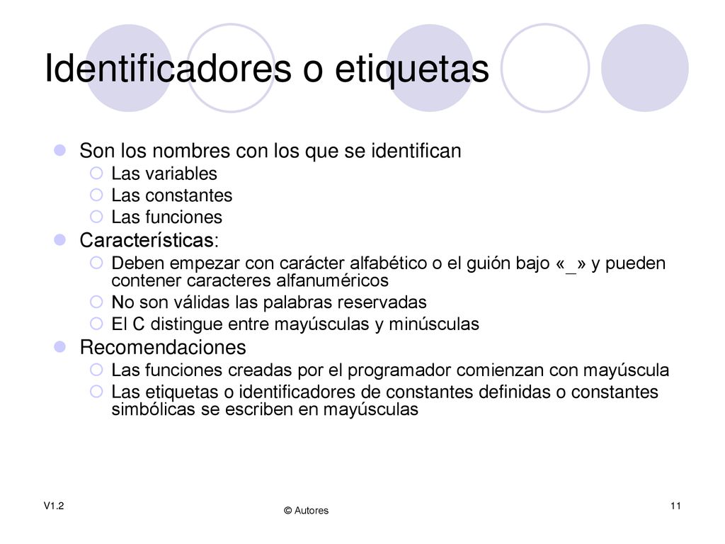 Identificadores o etiquetas