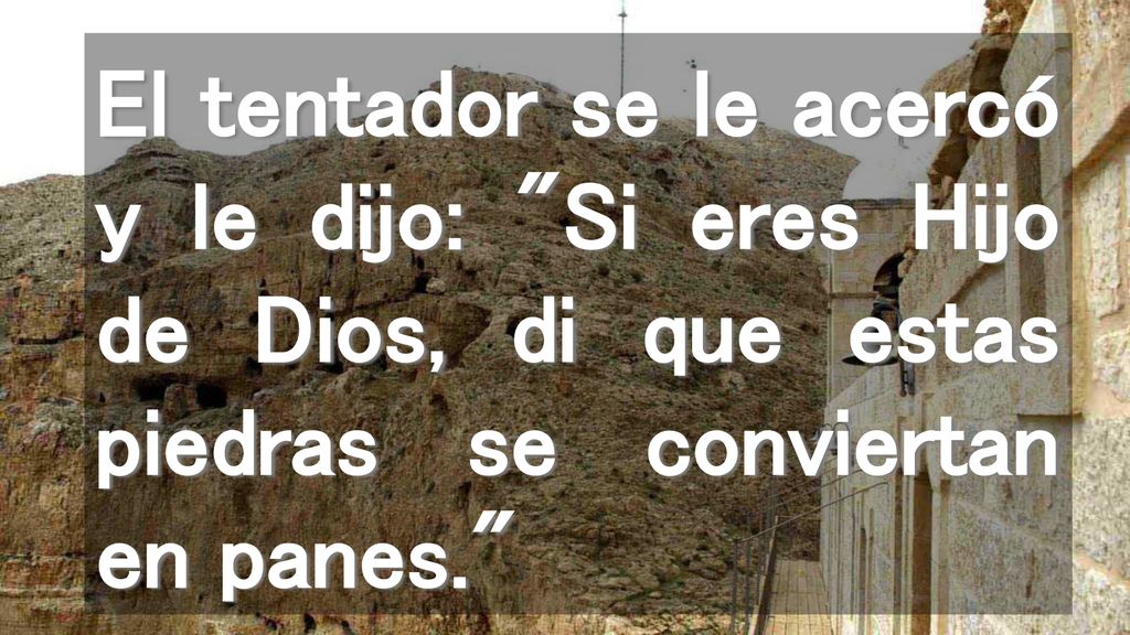 El tentador se le acercó y le dijo: Si eres Hijo de Dios, di que estas piedras se conviertan en panes.